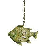 Fisch Kanu, grün, Metall, 33x7x20 cm