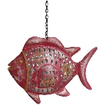 Fisch Kanu, rot, Metall, 45x10x33 cm