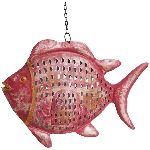 Fisch Kanu, rot, Metall, 60x14x42 cm