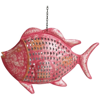 Fisch Kanu, rot, Metall, 71x16x45 cm