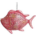 Fisch Kanu, rot, Metall, 71x16x45 cm
