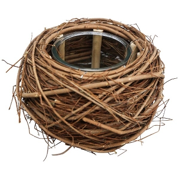 Korb Willow, natur, Ulmenzweige/Glas, 20x20x12 cm