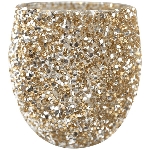 Windlicht Fancy, gold, Glas, 11x11x12 cm