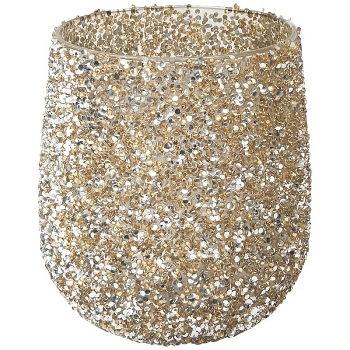 Windlicht Fancy, gold, Glas, 15,5x15,5x17 cm