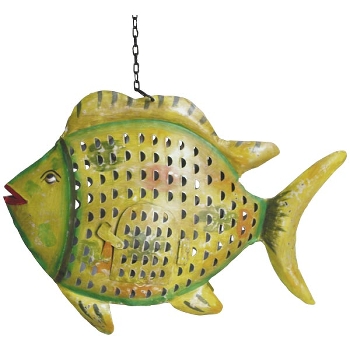Fisch Kanu, gelb, Metall, 60x14x42 cm