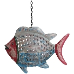 Fisch Kanu, blau, Metall, 45x10x33 cm