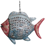 Fisch Kanu, blau, Metall, 60x14x42 cm