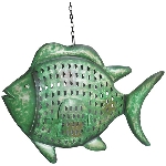 Fisch Kanu, grün, Metall, 60x14x42 cm