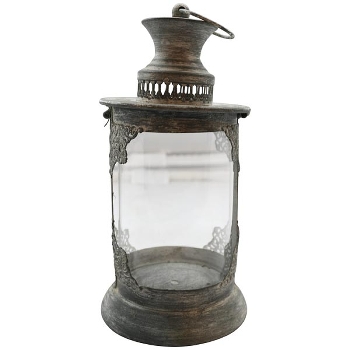 Laterne Junker, zink, Metall/Glas, 15,5x15,5x31 cm