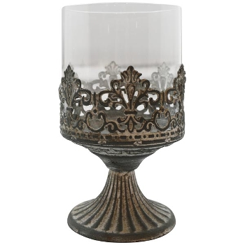 Windlicht Junker, Metall/Glas, 10,5x10,5x17,5 cm