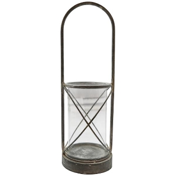 Laterne Junker, zink, Metall/Glas, 13x41x44 cm