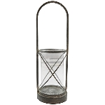 Laterne Junker, zink, Metall/Glas, 13x41x44 cm