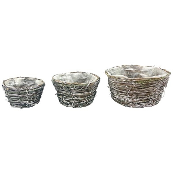 Korb Set/3 Willow, Rattan, 16x16x9,5 cm, 21x21x11 cm