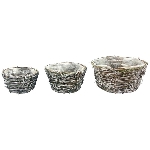 Korb Set/3 Willow, Rattan, 16x16x9,5 cm, 21x21x11 cm