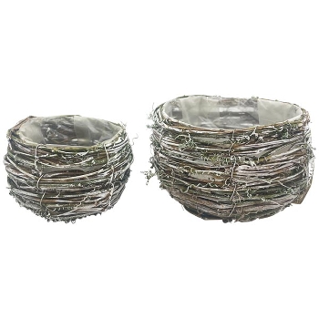 Korb Set/2 Willow, Rattan, 16x16x9 cm, 21x21x11 cm