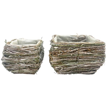 Korb Set/2 Willow, Rattan, 15x15x11,5 cm, 20x20x13 cm