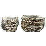 Korb Set/2 Willow, Rattan, 15x15x11,5 cm, 20x20x13 cm