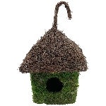 VogelHäuschen Willow, grün/braun, Rattan/Moos, 14x14x20 cm