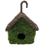 VogelHäuschen Willow, grün/braun, Rattan/Moos, 16x10,5x19 cm