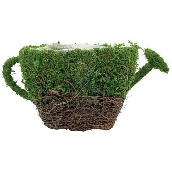 PflanzKorb Willow, grün/braun, Rattan/Moos, 28x15x13 cm