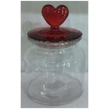 Dose Vitreous, klar/rot, Glas, 11x11x16 cm