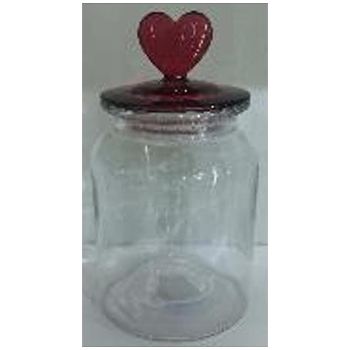 Dose Vitreous, klar/rot, Glas, 11x11x20 cm