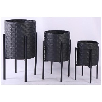 PflanzTopf Set/3 Plantes, schwarz, 21,5x21,5x38 cm, 27,5x27,5x48 cm