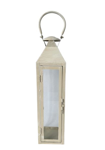 Laterne EnameL, Metall/Glas, beige, 11x11x45,5 cm