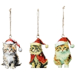 Xmashänger Katze LesFleurs, Metall, 6,5x1x10,5 cm
