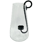 WindLicht mit KerzenHalter Verre, Glas/Metall, 17x17x25 cm