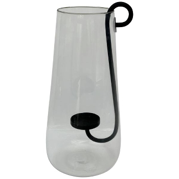 WindLicht mit KerzenHalter Verre, Glas/Metall, 18x18x38 cm