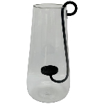 WindLicht mit KerzenHalter Verre, Glas/Metall, 18x18x38 cm