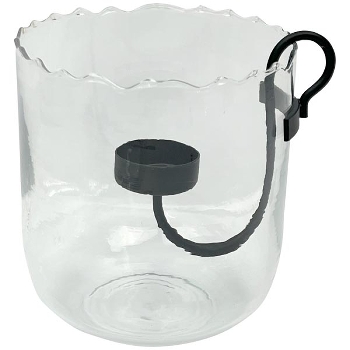 WindLicht mit KerzenHalter Verre, Glas/Metall, 13x13x15 cm