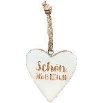 HerzHänger im Glas Dost, weiß, Holz/Glas, 6,5x1x7 cm