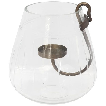 WindLicht mit Kerzenhalter Verre, Glas/Metall, 16x16x16,5 cm