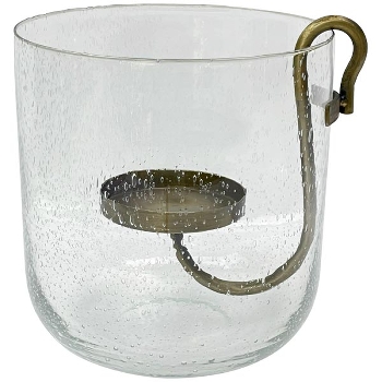 WindLicht mit Kerzenhalter Verre, Glas/Metall, 18x18x19 cm
