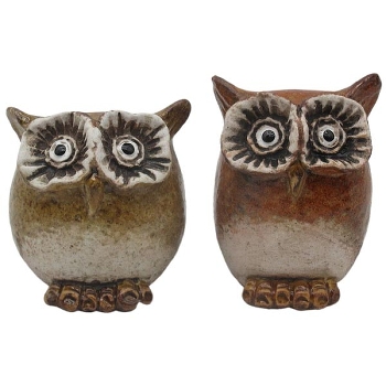 Eule Marta, Stoneware, 6,5x6,5x7 cm, 5,5x5,5x8 cm