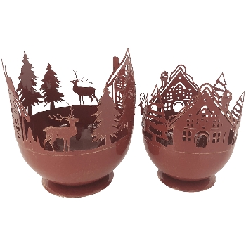Windlicht Set/2 ArtFerro, rot, Metall, 19x19x21 cm