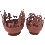 Windlicht Set/2 ArtFerro, rot, Metall, 19x19x21 cm