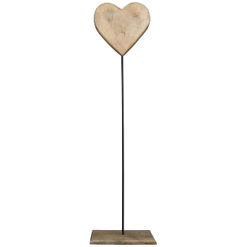 Herz mit Stab Dost, Holz/Metall, 15x10x46 cm