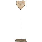 Herz mit Stab Dost, Holz/Metall, 19x10x74 cm