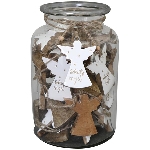 Engelhänger Dost, weiß, Holz/Glas, 8x8 cm