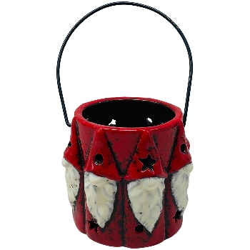 Laterne Marta, rot, Keramik, 9x9x8 cm