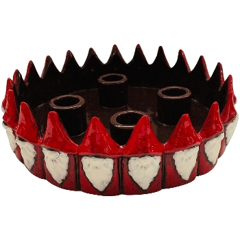 Kerzenhalter Marta, rot, Keramik, 19,8x19,8x5 cm
