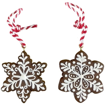 SchneeFlockenHänger Gingerbread, Polyresin, 5,5x5,5x0,5 cm