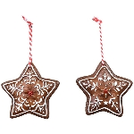 LebkuchenSternhänger Gingerbread, Polyresin, 7,5x7,5x1 cm