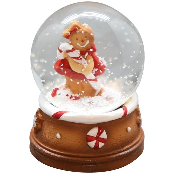Schneekugel Gingerbread, Polyresin, 4,5x4,5x6,5 cm