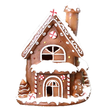 Lebkuchenhaus mit LED Gingerbread, Polyresin, 14x11x18 cm