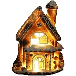 Lebkuchenhaus mit LED Gingerbread, Polyresin, 14x11x18 cm