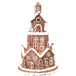 Lebkuchenhaus mit LED Gingerbread, Polyresin, 14,5x14,5x23 cm
